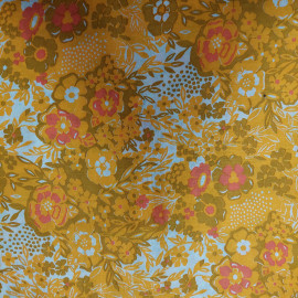 Ткань штапель, цветочный орнамент, 97х220см. СССР.
